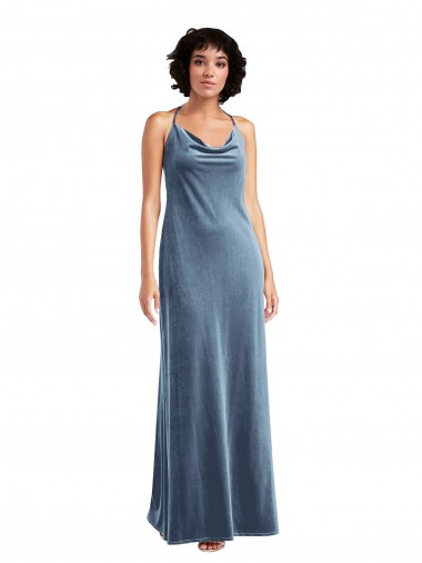 Cowl Neck Velvet Maxi Slip Prom Dress UK Website