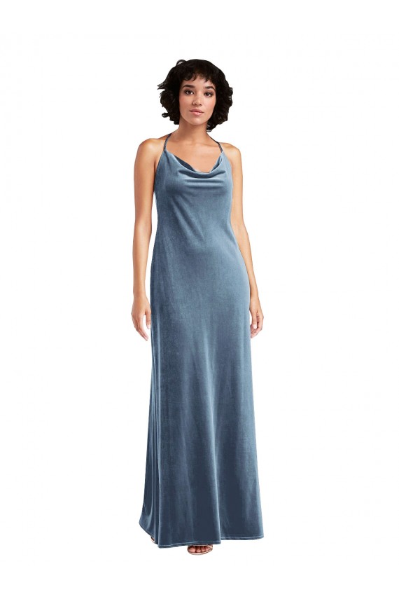 Cowl Neck Velvet Maxi Slip Prom Dress UK Website