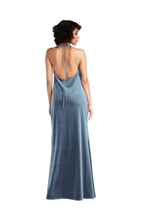 Cowl Neck Velvet Maxi Slip Prom Dress UK Website