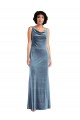 Floor Length Cowl Neck Long Stretch Velvet Maxi Prom Dress UK Website