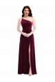 One Shoulder Spaghetti Strap Velvet Maxi Prom Dress with Pockets UK Website