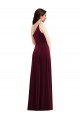 One Shoulder Spaghetti Strap Velvet Maxi Prom Dress with Pockets UK Website