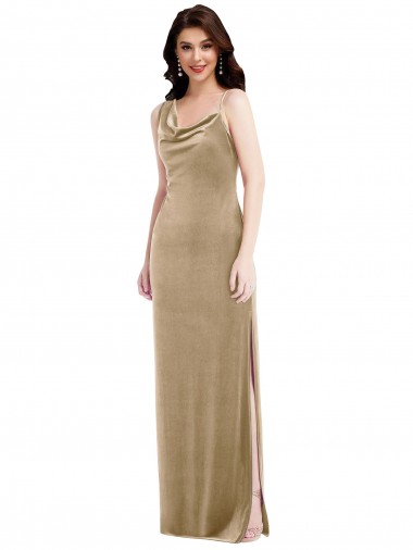 Asymmetrical One Shoulder Velvet Maxi Slip Prom Dress UK Website