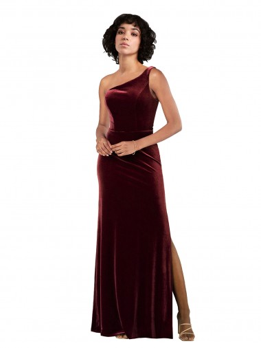 One Shoulder Floor-Length Velvet Prom Dress UK Website