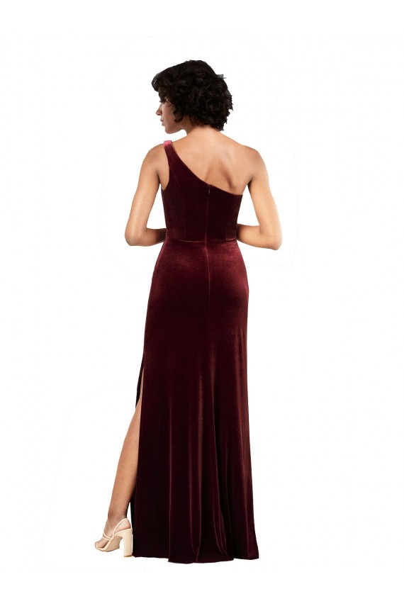 One Shoulder Floor-Length Velvet Prom Dress UK Website