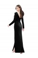 Long Sleeves Velvet Prom Dress with V-Neckline and Thigh Slit UK Website