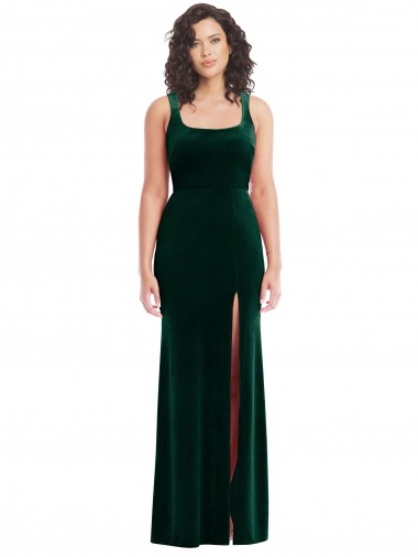 Square Neck Long Velvet Maxi Prom Dress UK Website