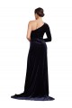 One Sleeve Long Velvet Prom Dress with Thigh High Split UK Website