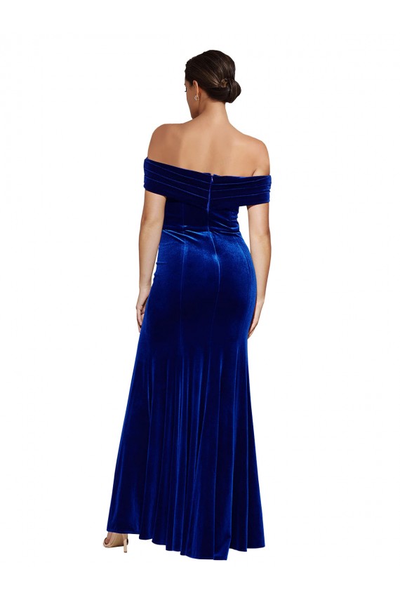 Full Length Long Velvet Prom Dress with Side Split UK Website