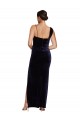 Long Velvet Prom Dress with Side Thigh Split and Shoulder Tie UK Website