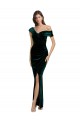 Long Asymmetric Neckline Ruched Velvet Prom Dress UK Website