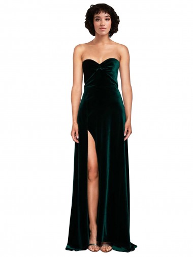 Sweetheart Fluid Velvet Prom Dress with High Split UK Website