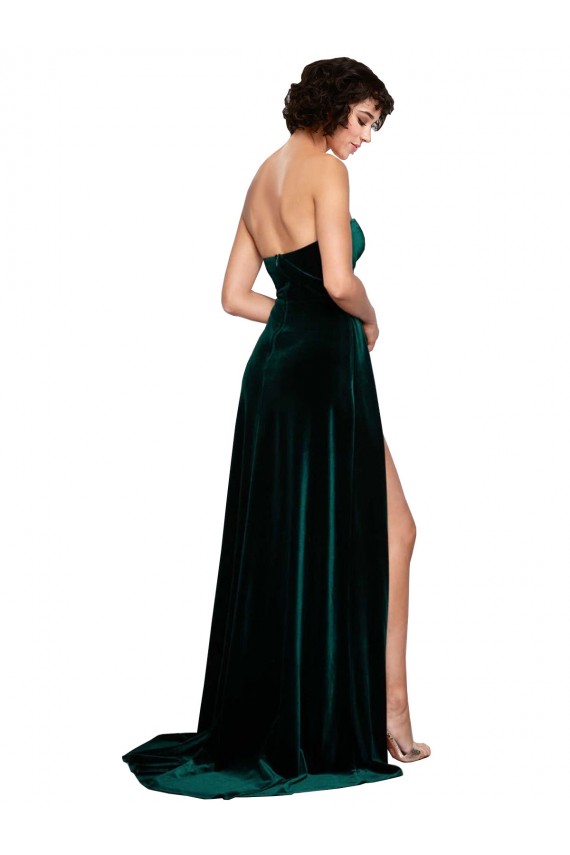 Sweetheart Fluid Velvet Prom Dress with High Split UK Website